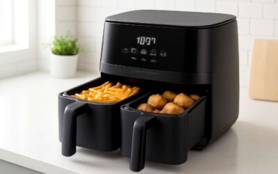 Revolutionize meals with airfryer 5000 series dual basket: double the capacity.