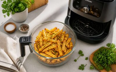 Cook and serve with this durable air fryer glass bowl for easy meals.